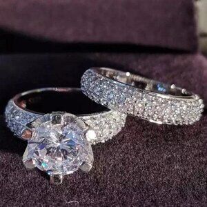 NEW 925 STERLING SILVER 2 CT DIAMOND ENGAGEMENT RING, BEAUTIFUL RING, SHINY RING